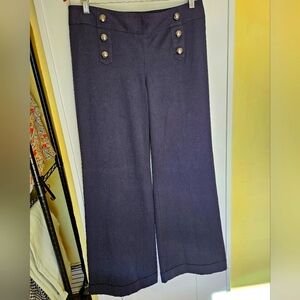 Express Navy Wide-Leg Button-Detail Pants Size 8